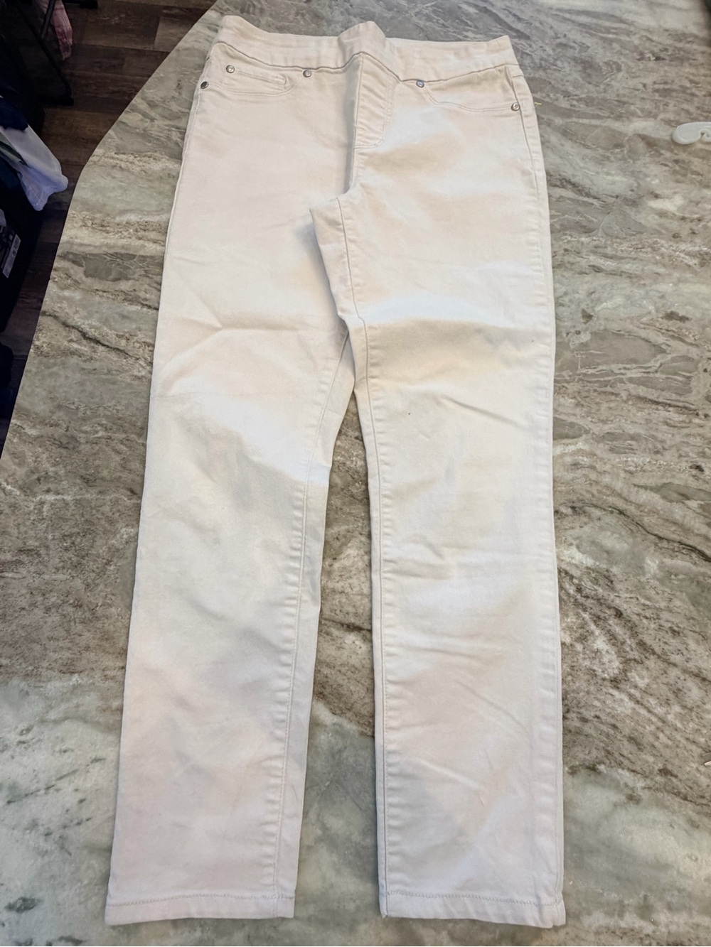 Tribal Jeans White Pull-On Stretch Straight Leg Pants Size 8